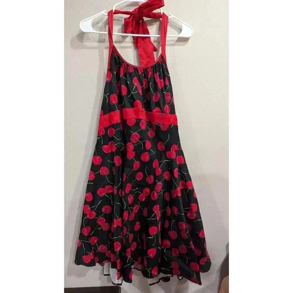 Women's halter style pinup style dress in Cherry Print by Go Lightly in size 4XL - Picture 2 of 7